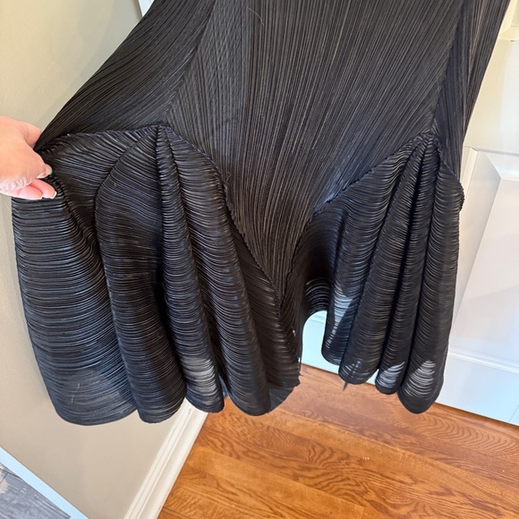 Issey Miyake Fete Y2K vintage sheer textured Black midi Dress 45091 - Picture 8 of 13